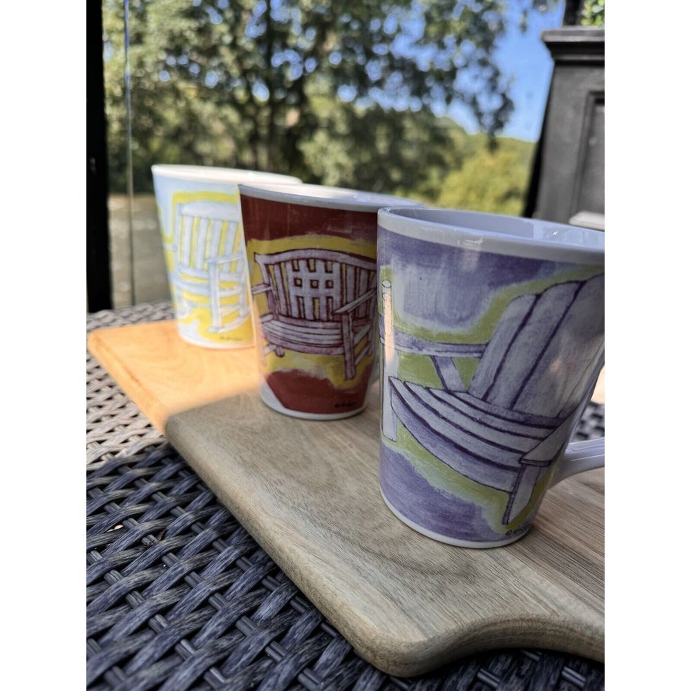 Ursula Dodge  Signature "Chairs"  Artisian Coffee/Tea Mugs Set of 3  15oz Signed
